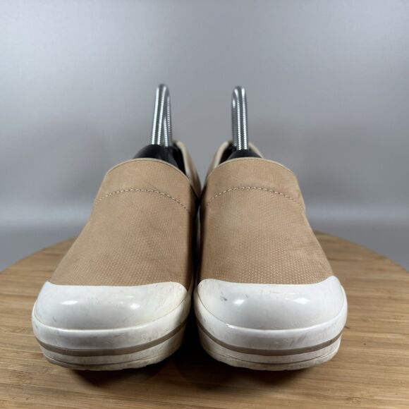 S Dansko Vegan Volley Clogs Womens 37 6.5-7 Tan Canvas Slip On Shoes - Picture 2 of 8